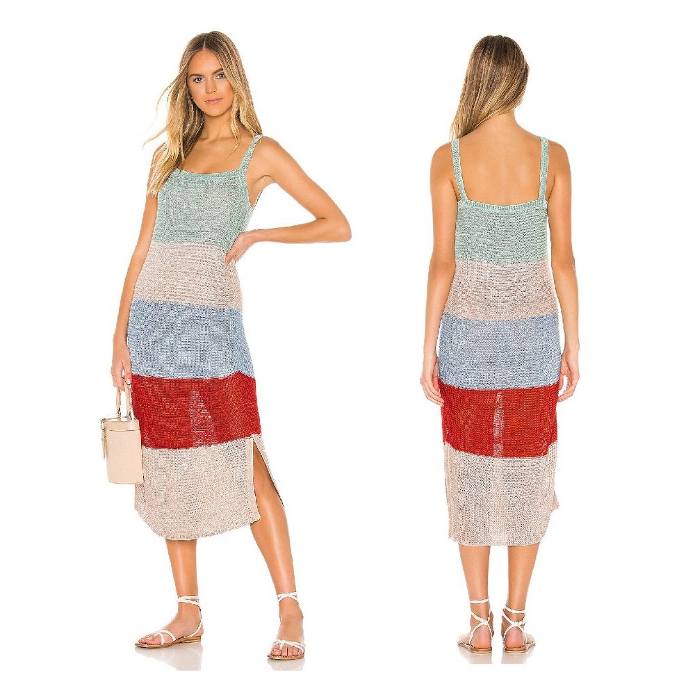 Suboo Lucy Knitted crochet Wide Stripe Midi Dress revolve - Picture 1 of 11